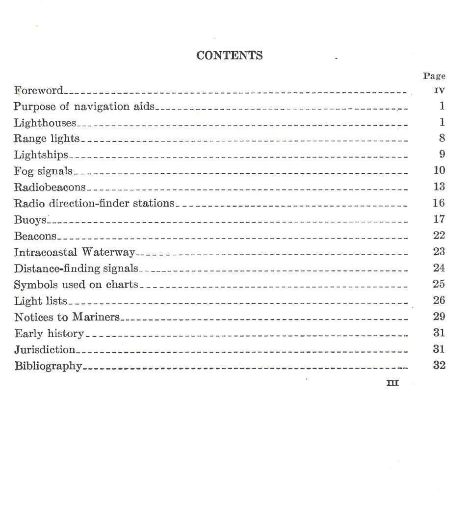 US Coast Guard- Significance of Aids to Navigation - 1943 TOC