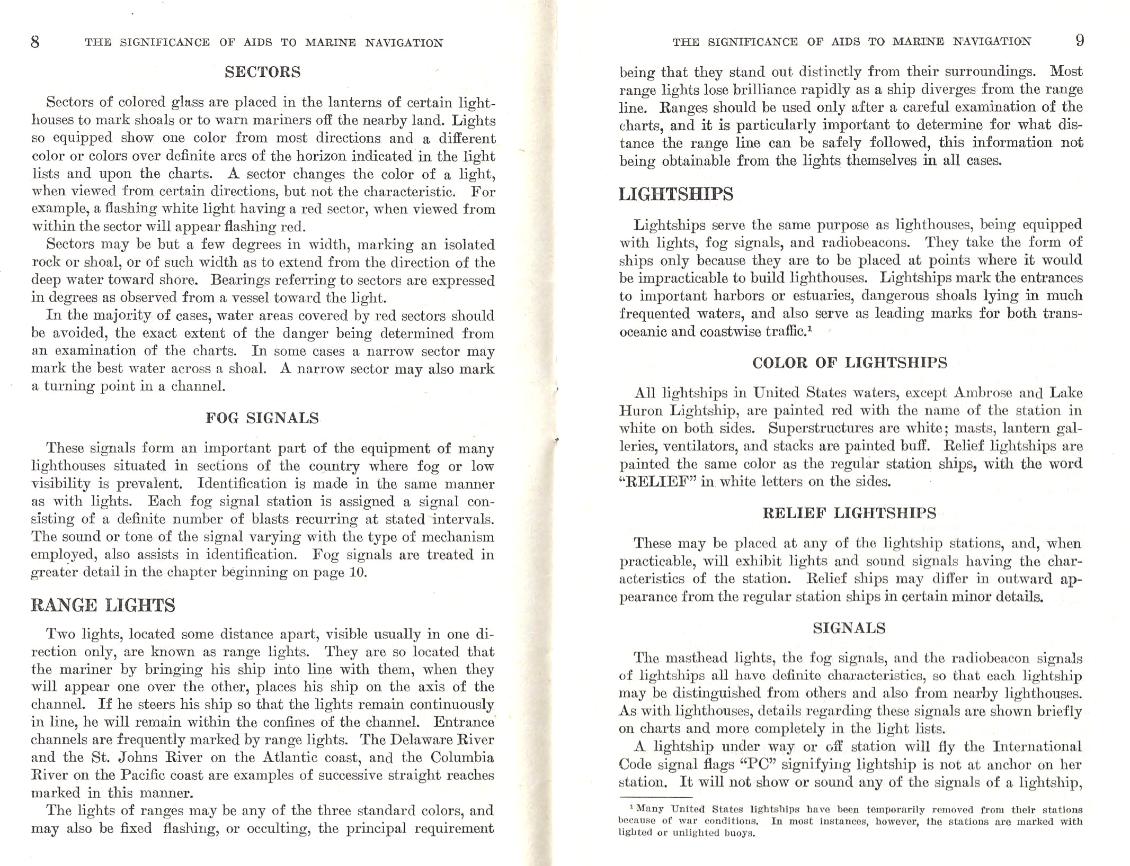 US Coast Guard- Significance of Aids to Navigation - 1943 Sectors