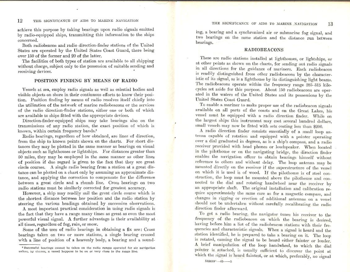 US Coast Guard- Significance of Aids to Navigation - 1943 Position Finding