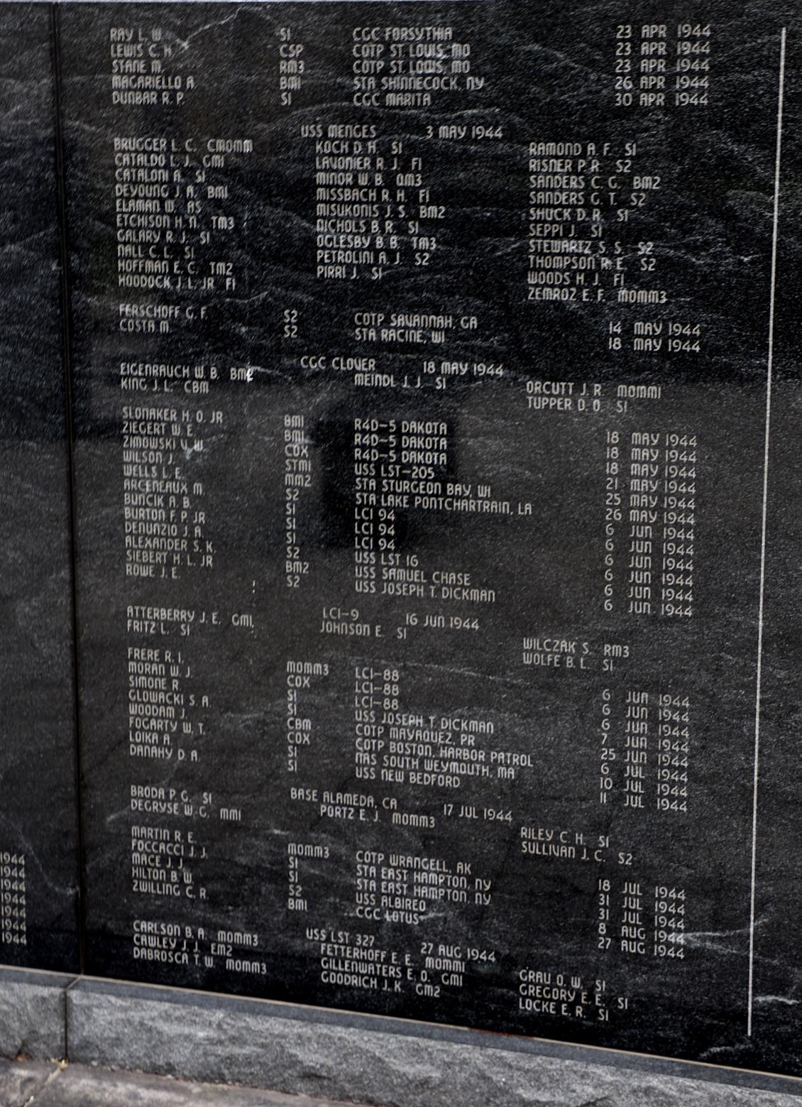 Cape May CG Training Center - Coast Guard Enlisted Memorial 1944