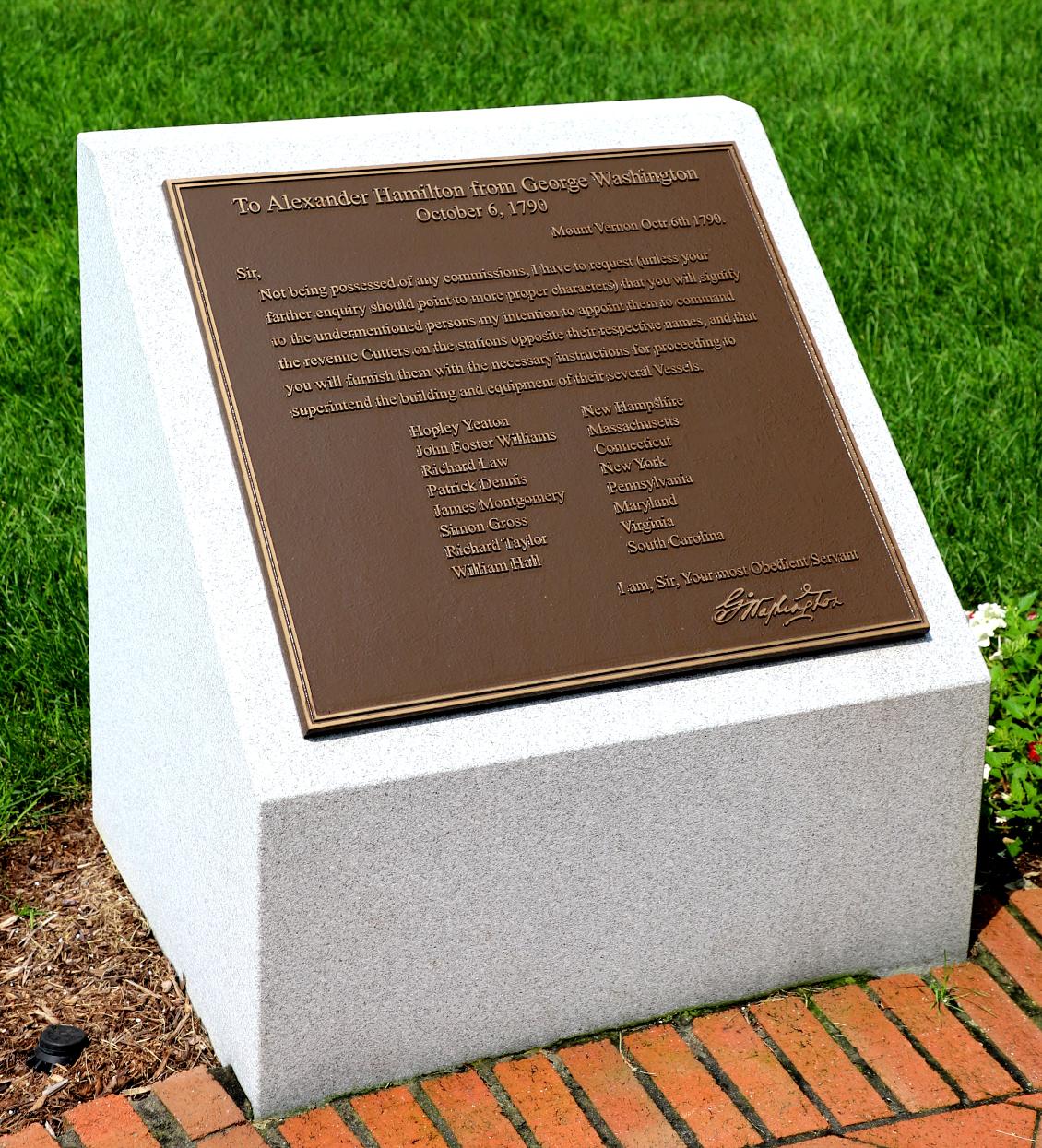 U.S. Coast Guard Academy - George Washington Monument - First 8 Cutter Captains