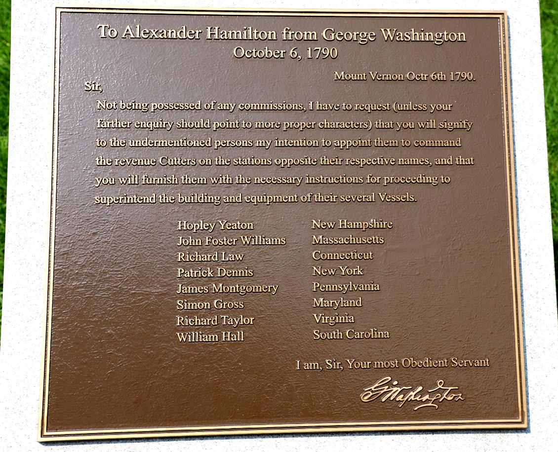 U.S. Coast Guard Academy - George Washington Monument - First 8 Cutter Captains
