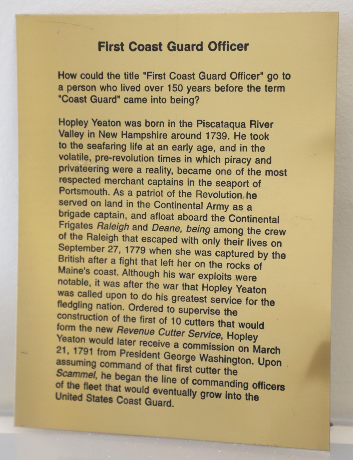 Hopley Yeaton - First Coast Guard Officer - Coast Guard Academy