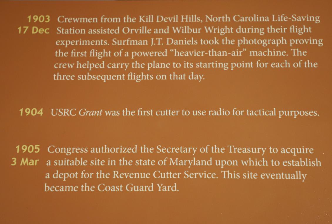US Coast Guard Academy Museum - Timeline 1903