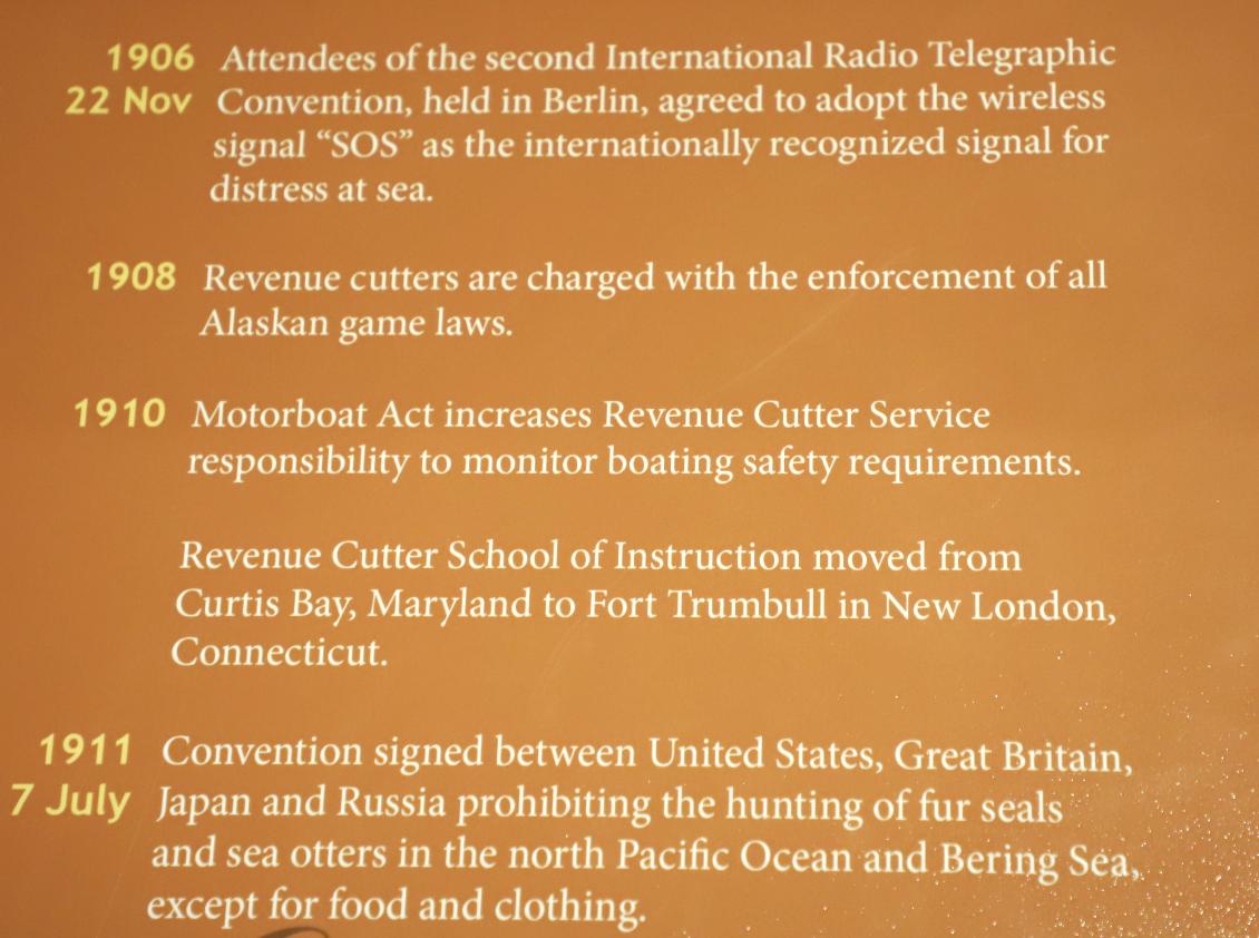 US Coast Guard Academy Museum - Timeline 1906