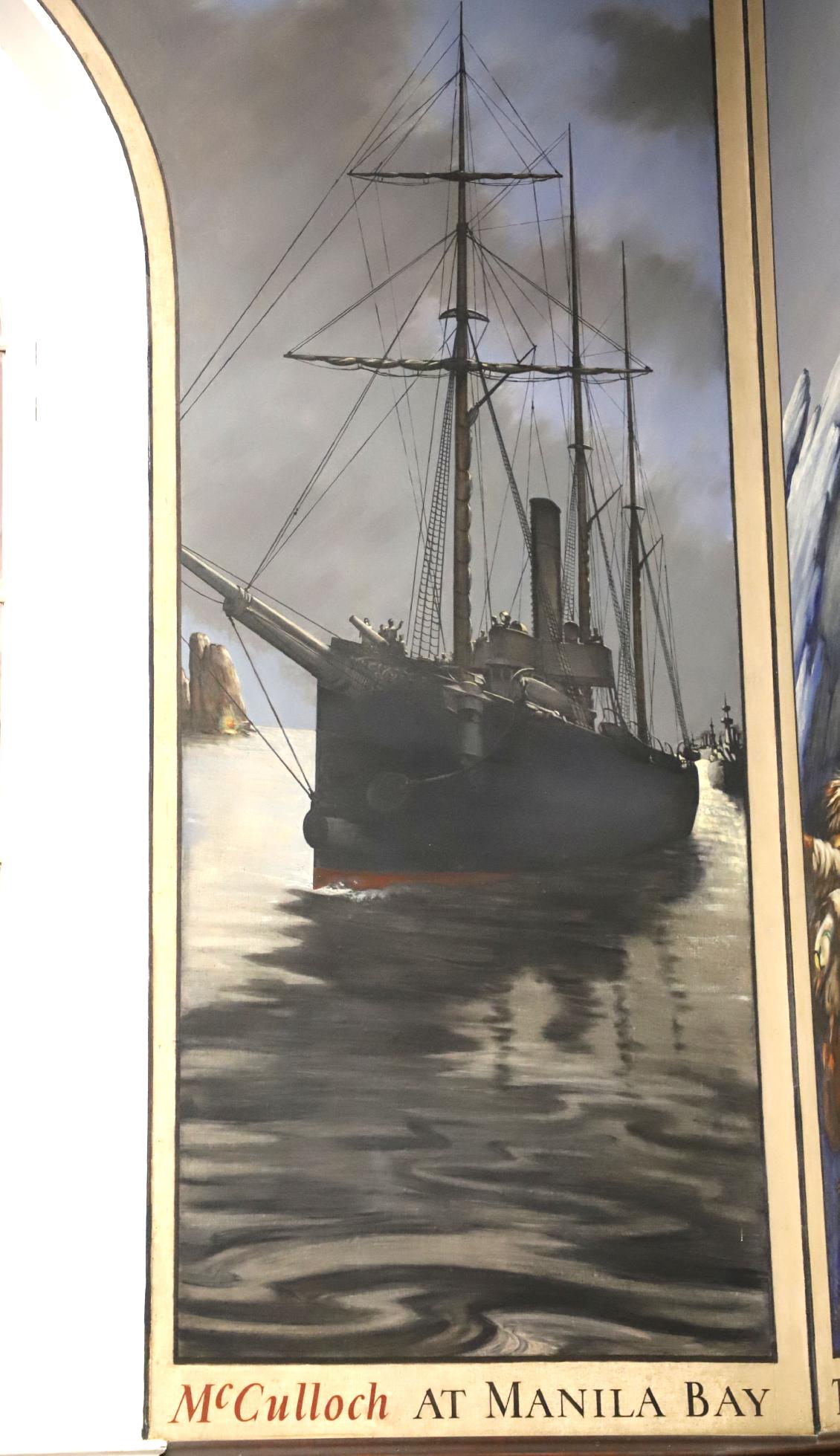 U.S. Coast Guard Academy - Hamilton Hall Mural - Cutter McCulloch at Manila Bay Spanish-American War