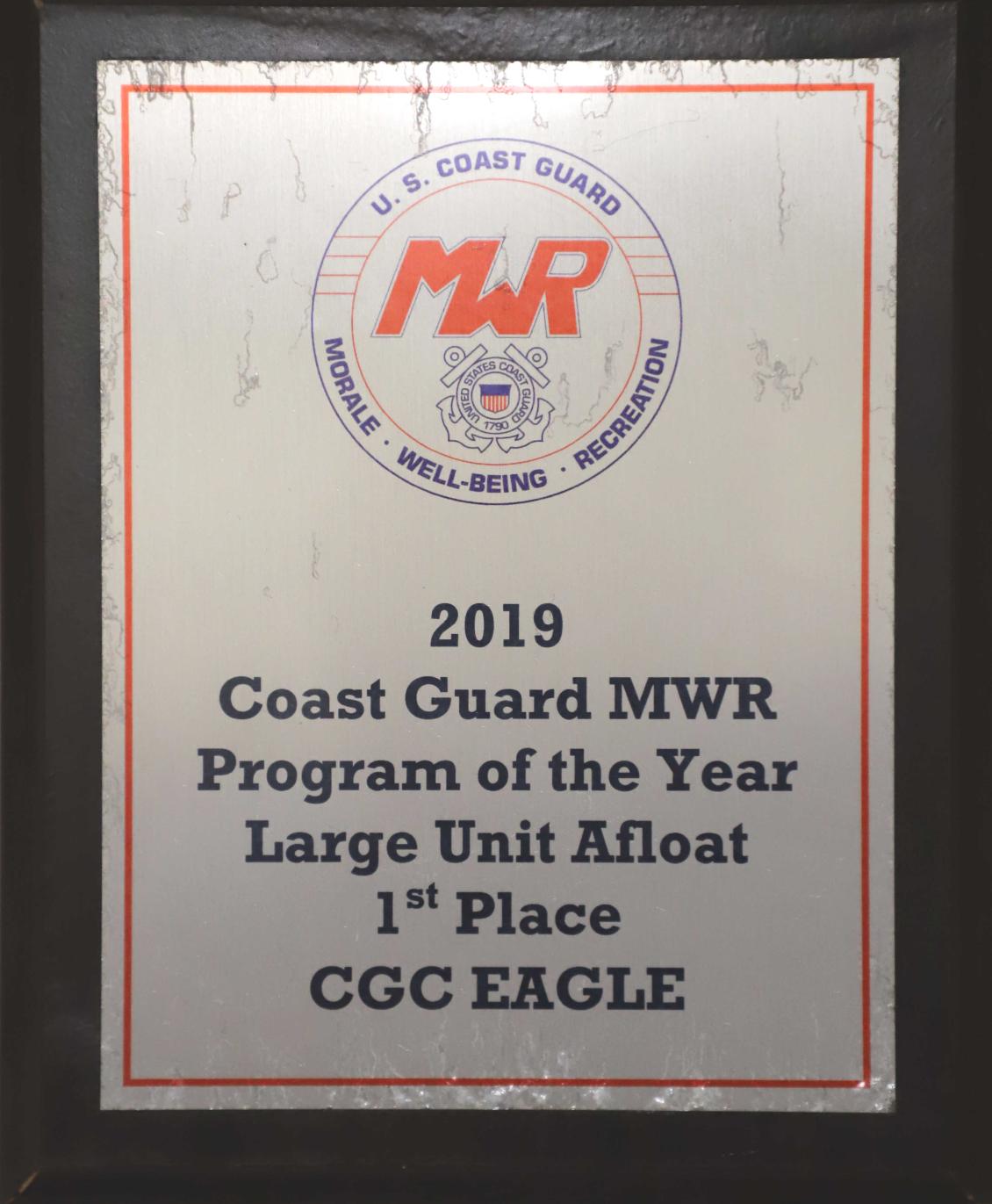 Coast Guard Cutter Eagle - Morale - Well Being - Recreation Award 2019