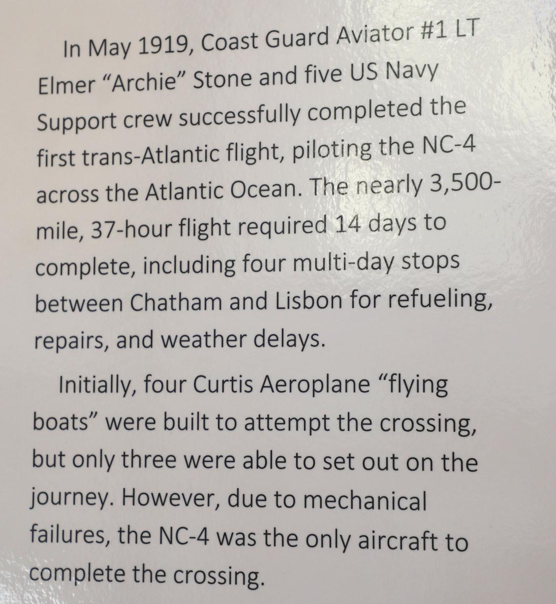 Curtiss NC-4 Cross-Atlantic Flight 1919 - Coast Guard Heritage Museum Barnstable Mass