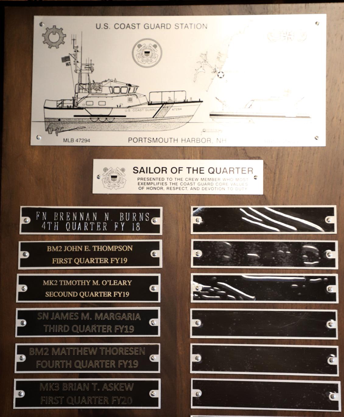 Portsmouth Harbor Coast Guard Station, New Castle New Hampshire - Sailor of the Quarter Award 2018 - 2020